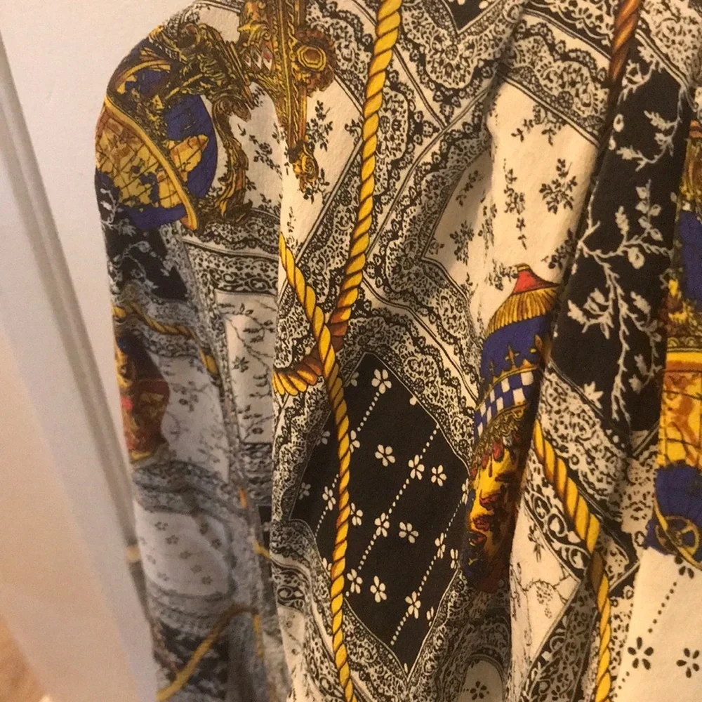 Bob Mackie travel hot air balloon print silk jacket in small